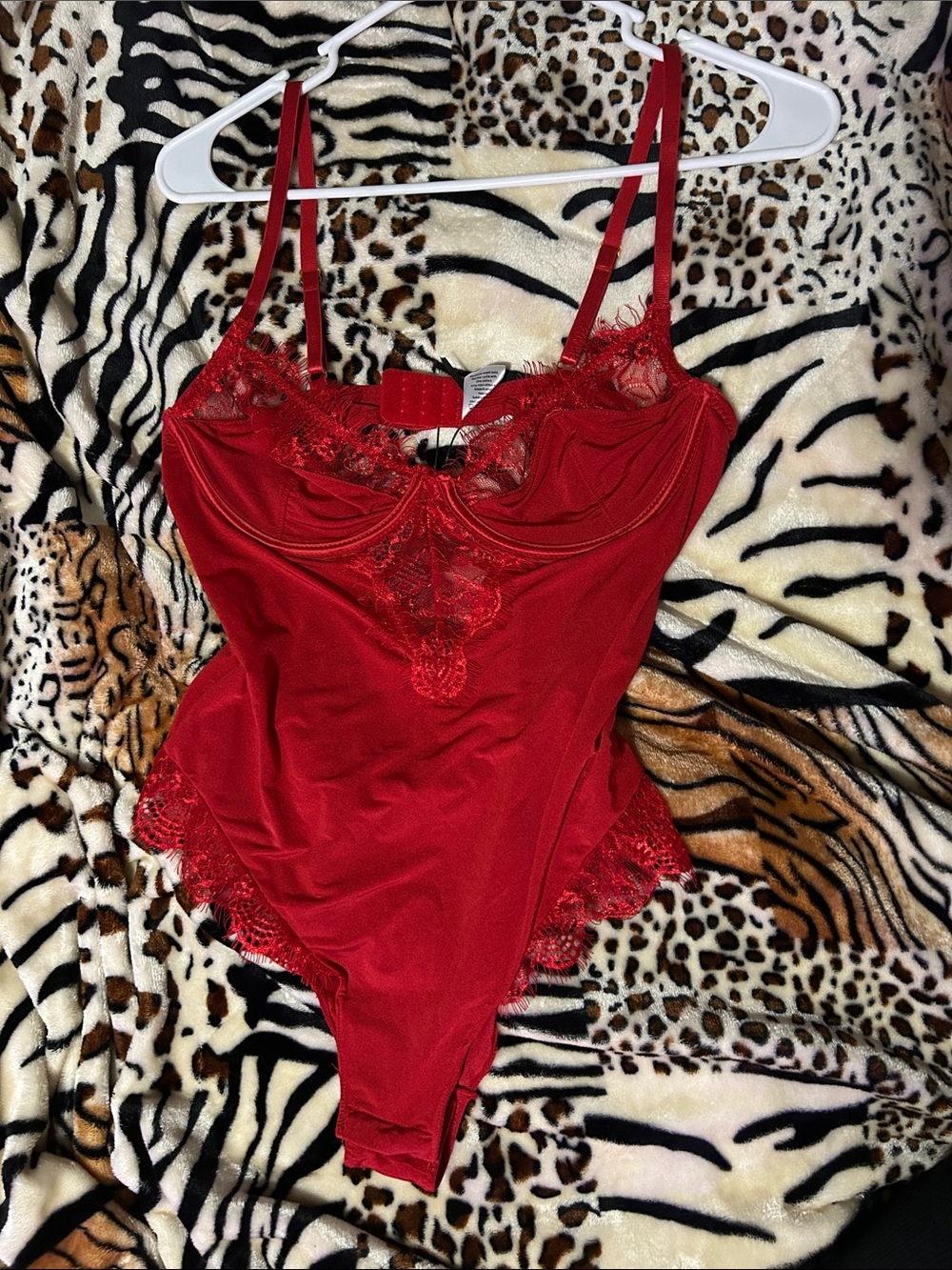 Fashion Nova Red Lace-Trim Bodysuit - Women Intimates & Sleepwear